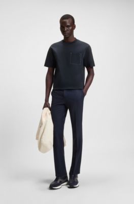 Camiseta de algod&oacute;n con detalle de bolsillo, Azul oscuro