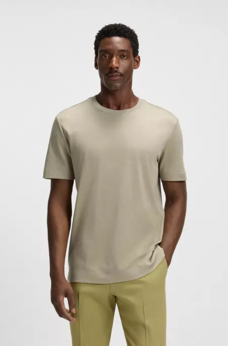 Regular-fit T-shirt in mercerised cotton and silk