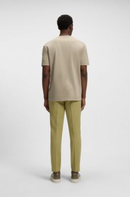 Regular-fit T-shirt in mercerised cotton and silk, Khaki