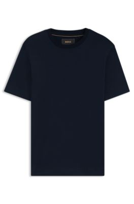 Regular-fit T-shirt in mercerised cotton and silk, Dark Blue
