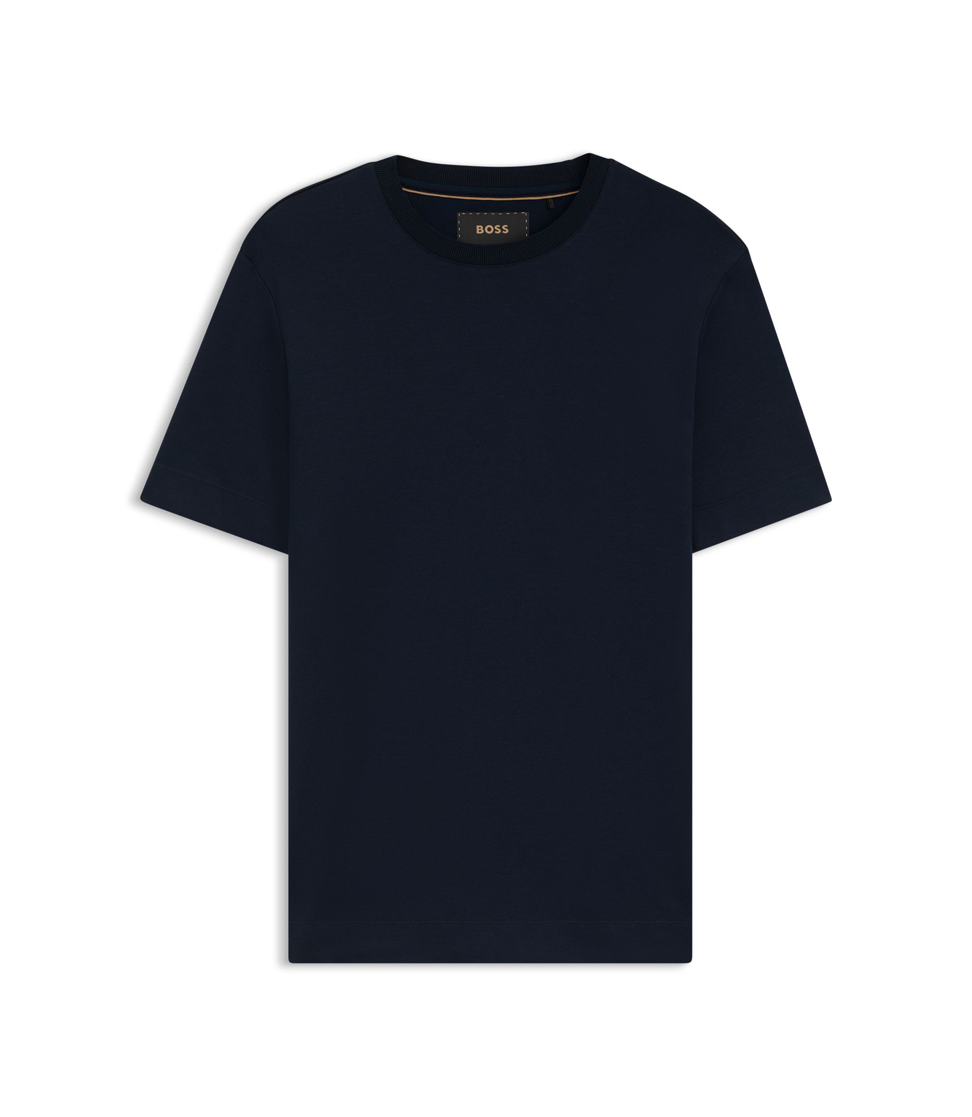 BOSS - Regular-fit T-shirt in mercerised cotton and silk - Dark Blue
