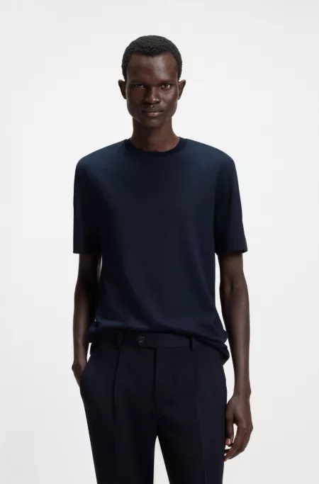 Regular-fit T-shirt in mercerised cotton and silk