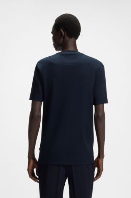 Regular-fit T-shirt in mercerised cotton and silk, Dark Blue