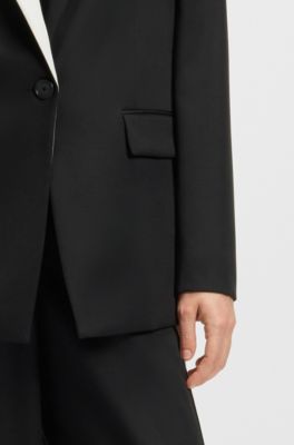 Relaxed-fit blazer with colour-blocked lapel, Black