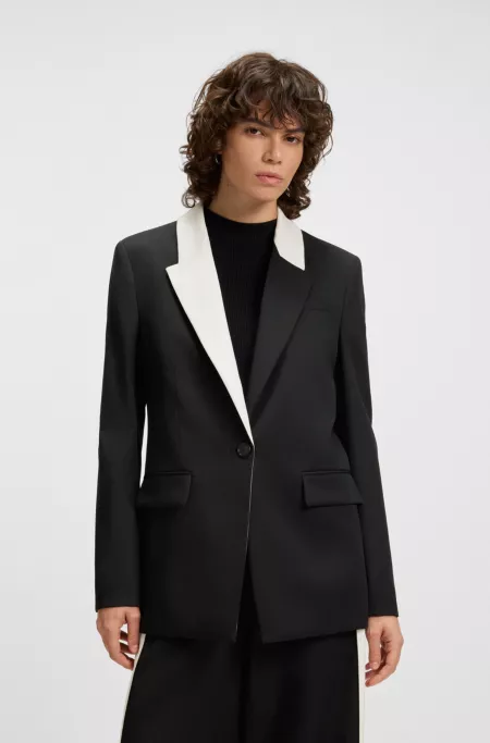 Relaxed-fit blazer with colour-blocked lapel