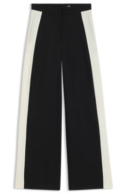 Regular-fit trousers with colour-blocking, Black