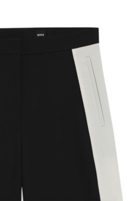 Regular-fit trousers with colour-blocking, Black