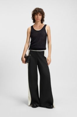 Pantalones regular fit con bloques de color, Negro