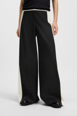 Pantalones regular fit con bloques de color, Negro