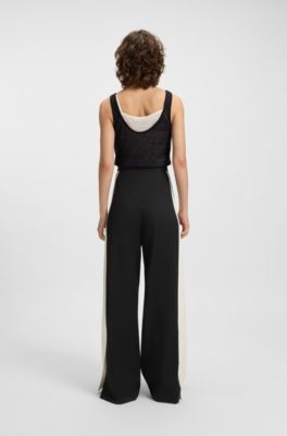 Regular-fit trousers with colour-blocking, Black