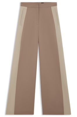 Pantalon Regular color block, Brun chin&eacute;
