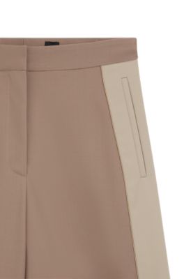 Regular-fit trousers with colour-blocking, Light Brown