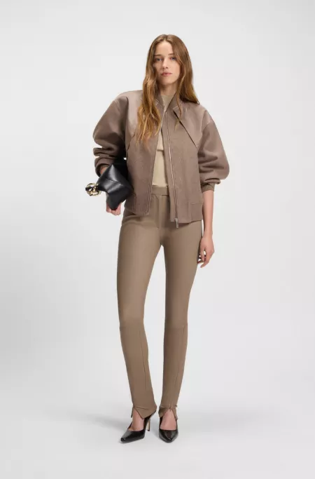 Bomber jacket in mixed fabrics