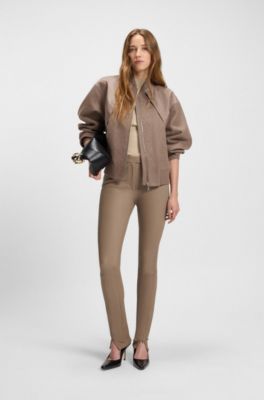 Veste en m&eacute;lange de tissus, Marron