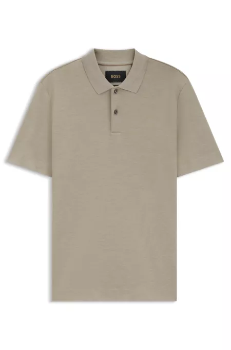 Regular-fit polo shirt in mercerised cotton and silk