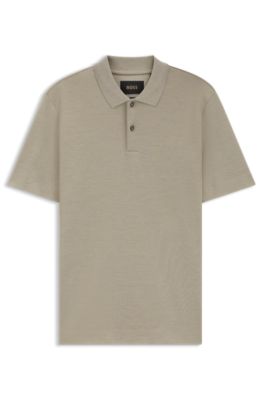 Polo regular fit de algod&oacute;n mercerizado y seda, Caqui