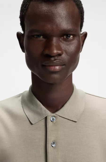 Regular-fit polo shirt in mercerised cotton and silk