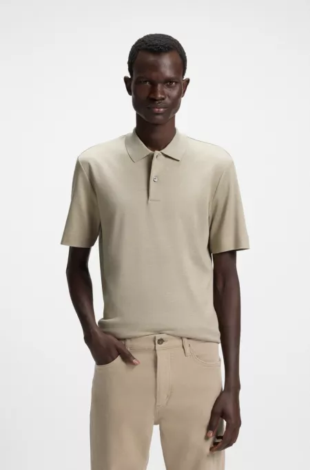 Regular-fit polo shirt in mercerised cotton and silk