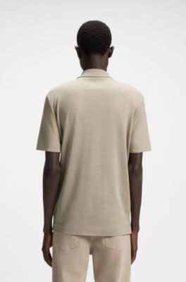 Polo regular fit de algod&oacute;n mercerizado y seda, Caqui