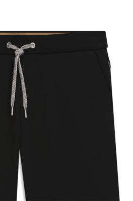 Patterned-drawcord tracksuit bottoms in a cotton blend, Black