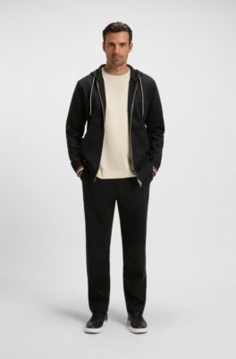 Patterned-drawcord tracksuit bottoms in a cotton blend, Black