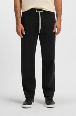 Patterned-drawcord tracksuit bottoms in a cotton blend, Black