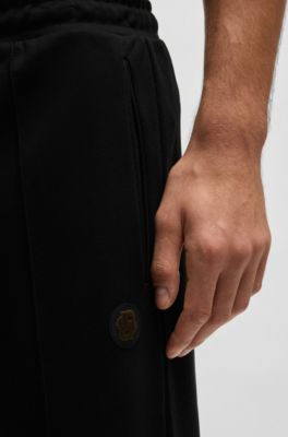 Bas de surv&ecirc;tement en coton m&eacute;lang&eacute; avec monogramme Double&nbsp;B, Noir