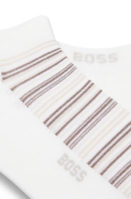 Paquete de dos calcetines de tejido el&aacute;stico a la altura del tobillo, Blanco