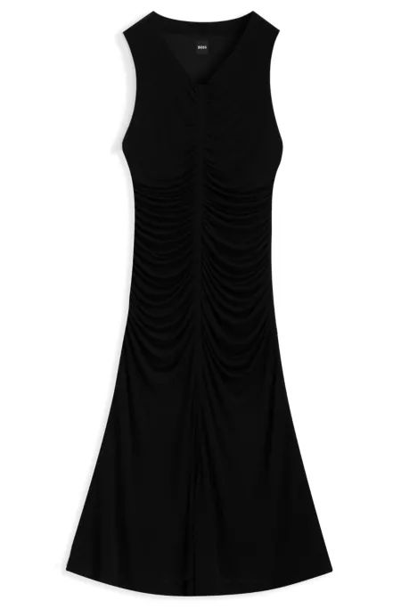 Gathered-front dress in matte jersey
