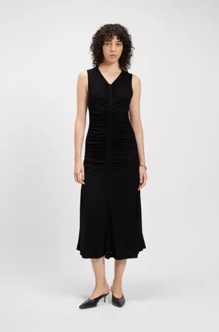 Gathered-front dress in matte jersey