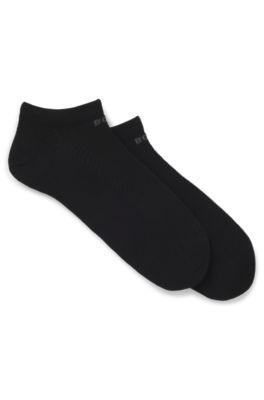 Lot de deux paires de chaussettes longueur cheville avec logo, Noir