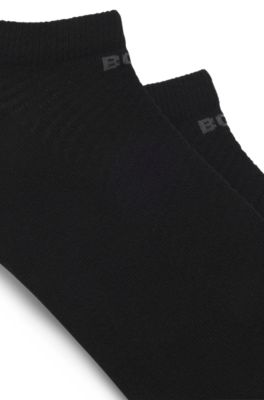 Lot de deux paires de chaussettes longueur cheville avec logo, Noir