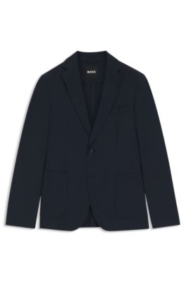 Blazer slim fit plegable en tejido el&aacute;stico repelente al agua, Azul oscuro