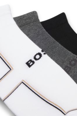 Three-pack of ankle-length socks in cotton-blend piqu&eacute;, Patterned