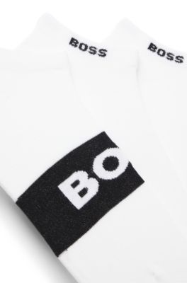 Lot de trois paires de chaussettes longueur cheville en coton m&eacute;lang&eacute;, Blanc