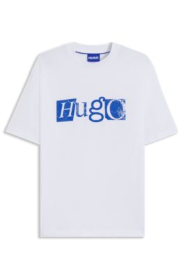 T-shirt en jersey de coton &agrave; logo imprim&eacute; graphique, Blanc