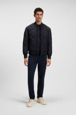 Veste d&eacute;perlante &agrave; matelassage motif losange, Bleu fonc&eacute;