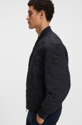 Veste d&eacute;perlante &agrave; matelassage motif losange, Bleu fonc&eacute;