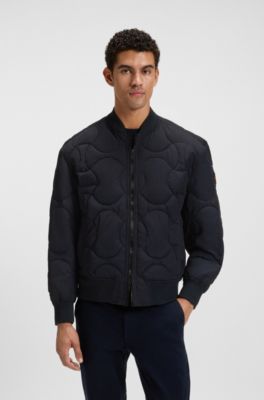 Veste d&eacute;perlante &agrave; matelassage motif losange, Bleu fonc&eacute;