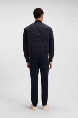 Veste d&eacute;perlante &agrave; matelassage motif losange, Bleu fonc&eacute;