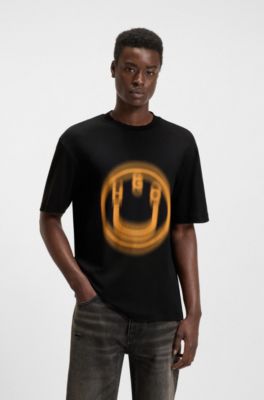 All-gender T-shirt with blurred logo, Black