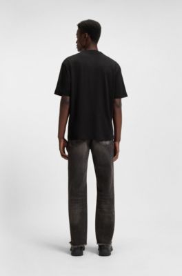 Camiseta para todos los g&eacute;neros con logo estampado difuminado, Negro