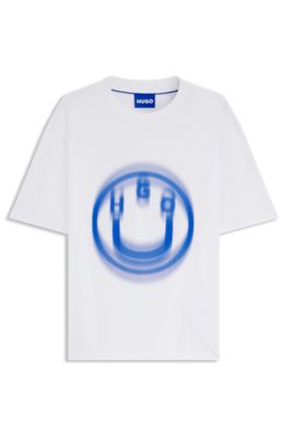 Camiseta para todos los g&eacute;neros con logo estampado difuminado, Blanco