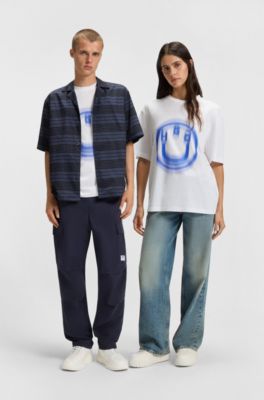 Camiseta para todos los g&eacute;neros con logo estampado difuminado, Blanco
