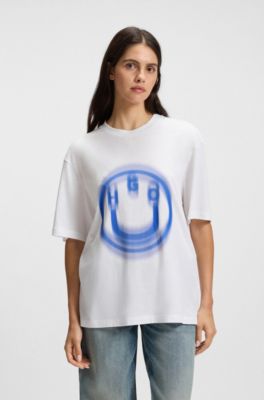 T-shirt unisexe &agrave; logo imprim&eacute; flout&eacute;, Blanc