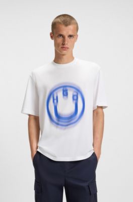 Camiseta para todos los g&eacute;neros con logo estampado difuminado, Blanco