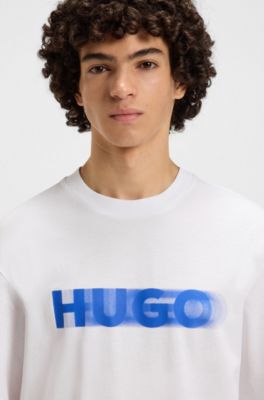 All-gender T-shirt with blurred logo, White
