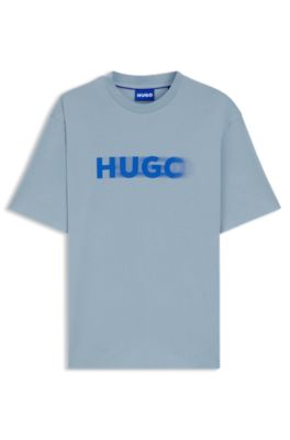 All-gender T-shirt with blurred logo, Light Blue