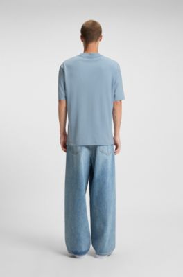 All-gender T-shirt with blurred logo, Light Blue