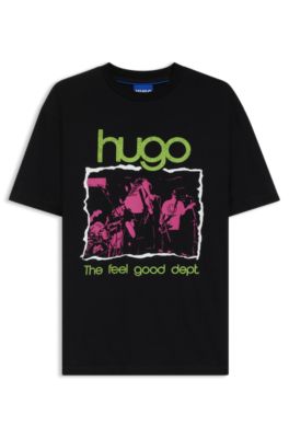 T-shirt en jersey de coton &agrave; motif d&rsquo;inspiration musicale, Noir